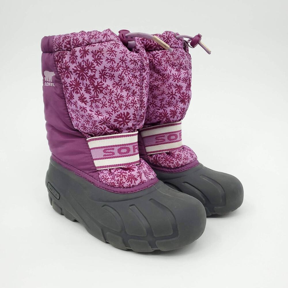 Sorel Girls Snowflake Insulated Magenta Snow Boots 4 Youth